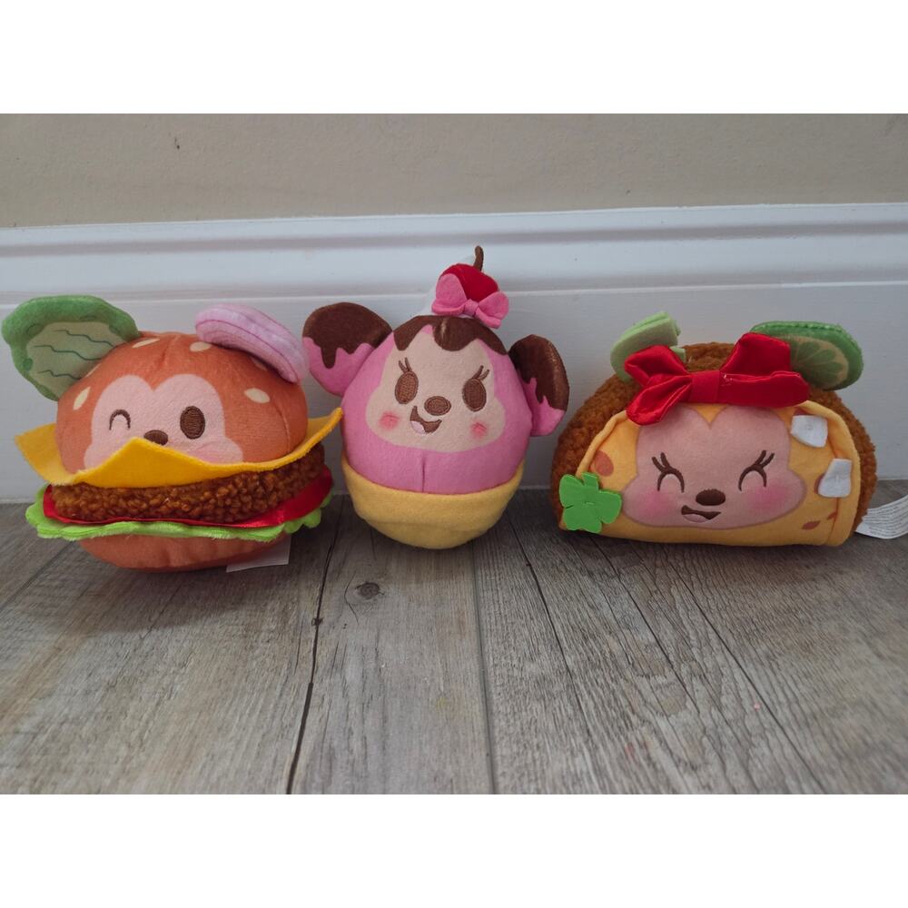 Disney Munchlings Plush Lot of 3 Mickey Burger Minnie‎ Taco Ice Cream Sundae
